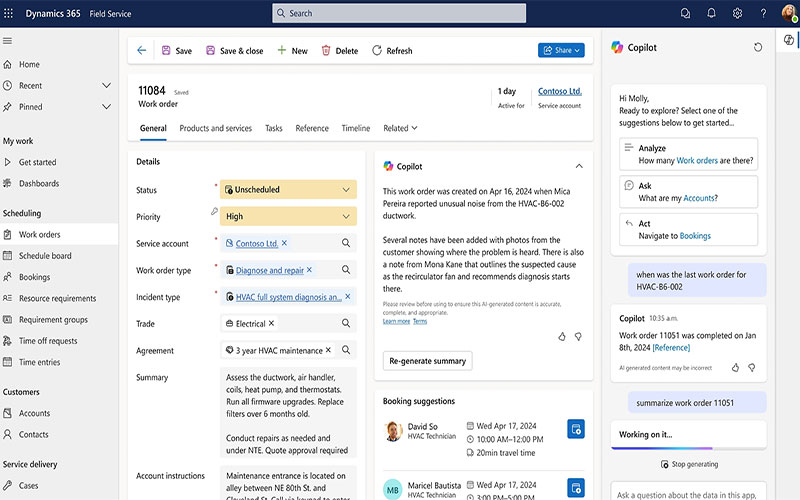 Screenshot Copilot in CRM Dynamics 365 Field Service | Navlab